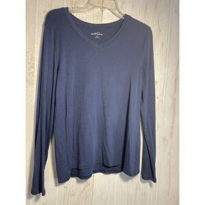 Eddie Bauer T Shirt Womens Large Long Sleeve Tee Cotton Hiking Outdoors Gorp